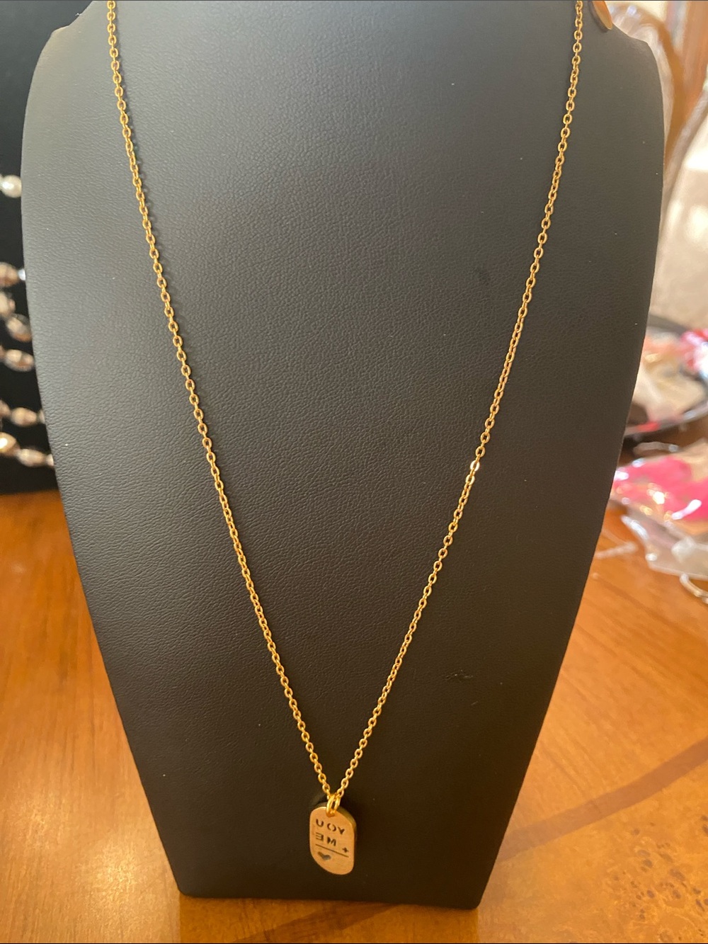 Plunder Gold Pendant Necklace for Women - Minimalist Tag Chain